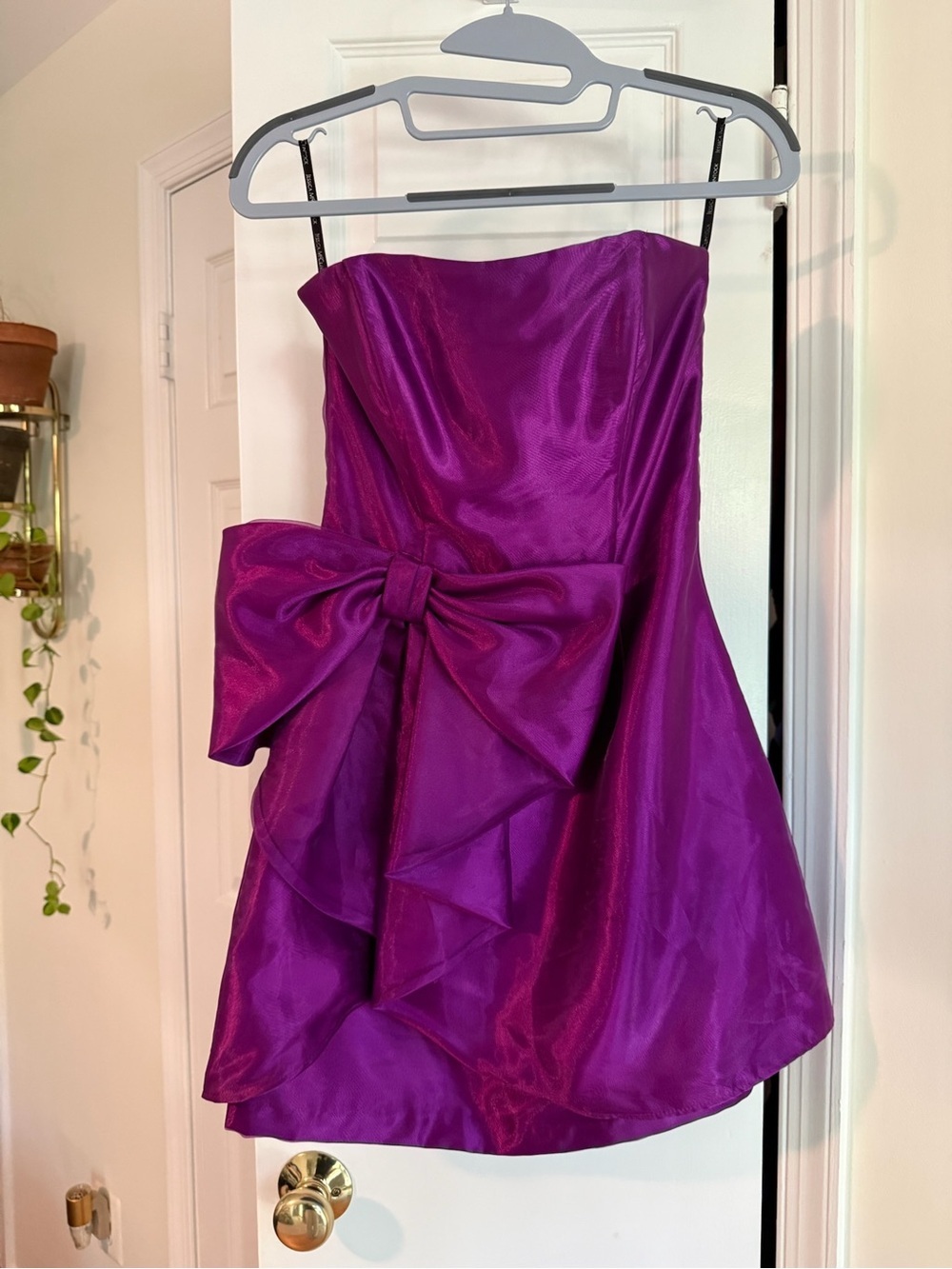 Vintage Jessica McClintock Gunne Sax Purple Bow Strapless Mini Dress 3